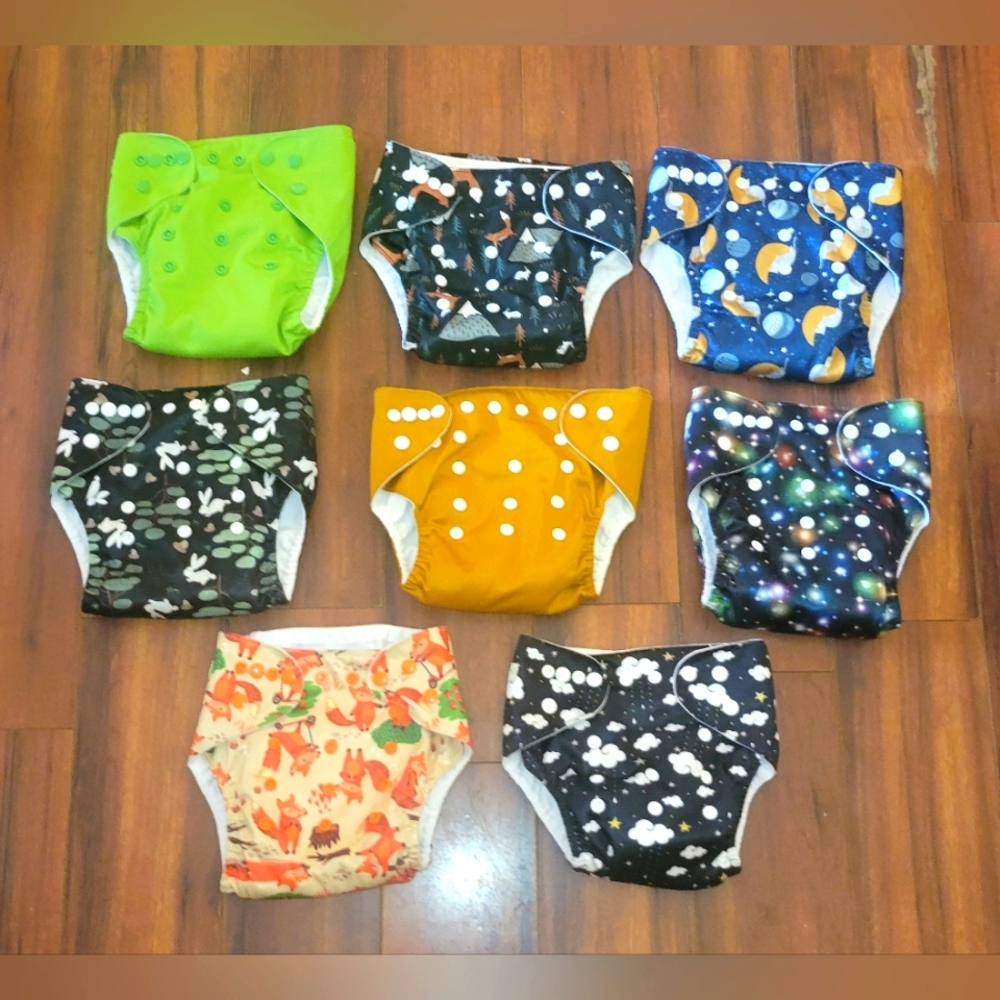 Wegreeco Colorful Kids Cloth Diaper Reuseable With Inserts Lot (8)